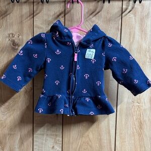 Carter's Navy Blue Jacket with Pink Anchor Print